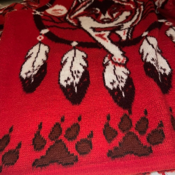 Vintage Wool Aztec Wolf Zip Hooded Sweater Jacket Small Artesanias Tuntaquimba - Picture 7 of 8